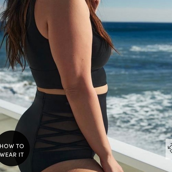 HIGH-RISE LATTICE SIDE SWIM BOTTOM FIT - SIZE 1 and 2 available - Picture 5 of 6